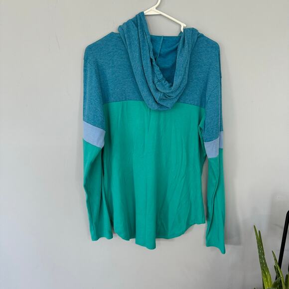 Dbtanjy Mediumweight Pullover Hoodie Top Size Large Colorblock Blue & Green - Picture 2 of 9